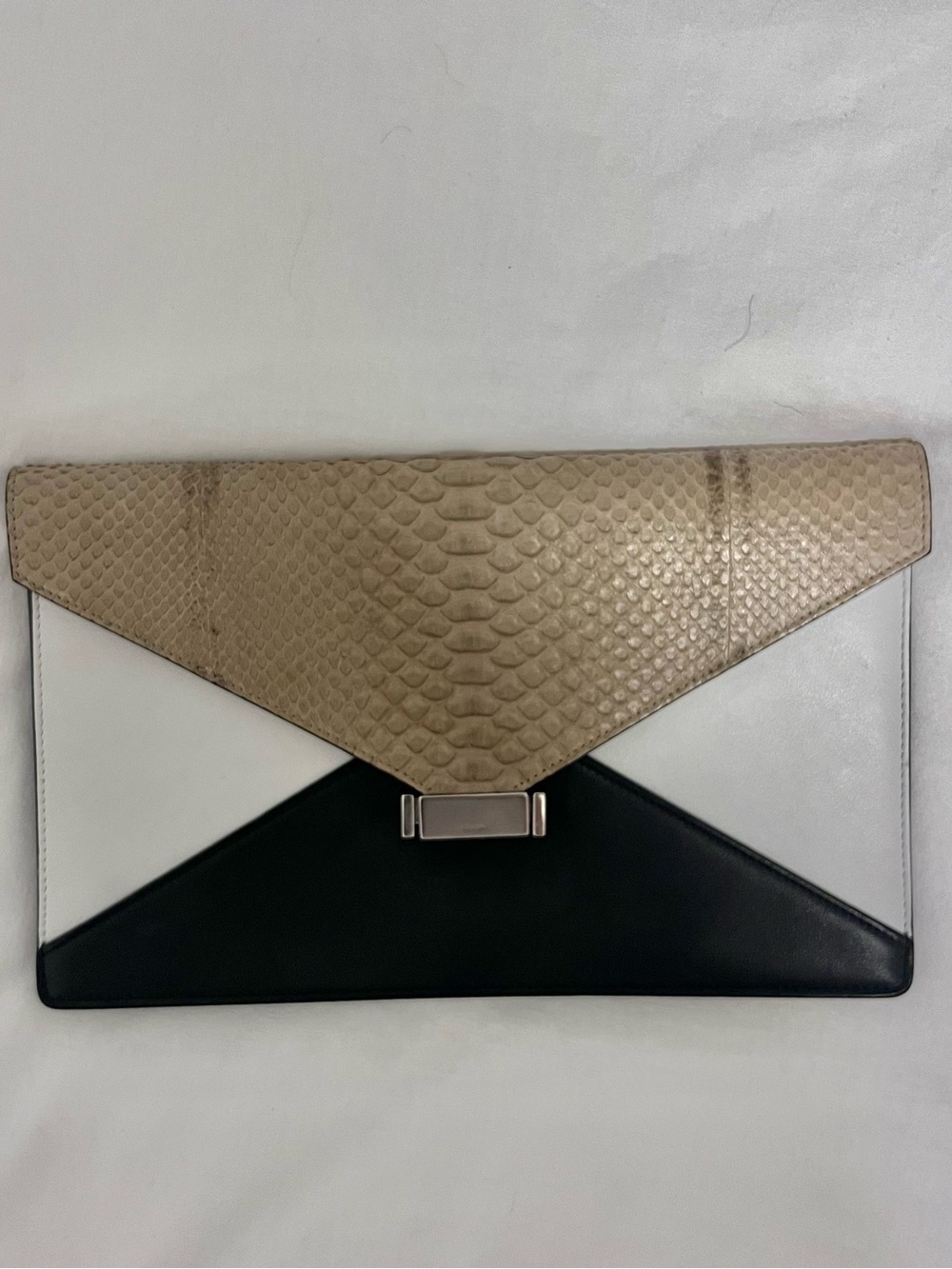 Celine Tricolor Envelope Clutch - Taupe, White & Black
